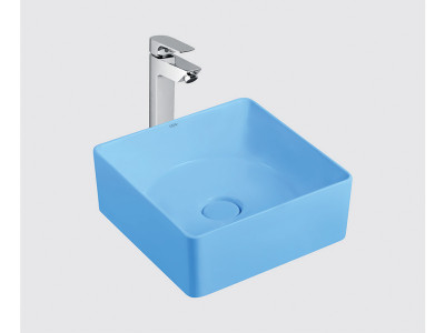 VIDA MATT BLUE SQUARE TABLE TOP ART BASIN