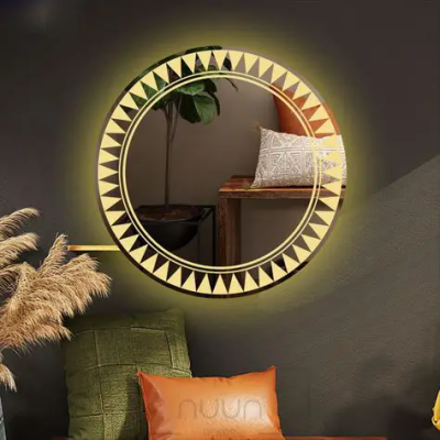 Evaan Anahi Round LED Mirror with 3 LED Lights