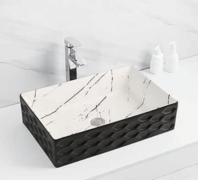 Evaan Inner Matt Marble Outer Matt Black table top art basin SF 9312-2