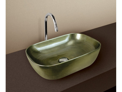 VIDA BETTEL GREEN METALLIC TABLE TOP ART BASIN