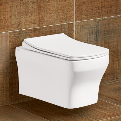 VIDA CUBA RIMLESS WALL HUNG CLOSET WITH ULTRA THIN UF SEAT COVER, SCREW & RUBBERKIT