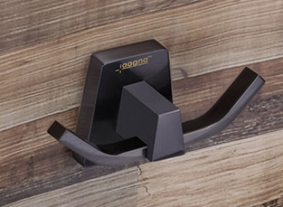 Aagna Olivia Graphite Black Series Bath Set - Towel Bar ,  Robe Hook , Brass Soap Dish , Napking Ring , Glass Soap Dish , Liquid Soap Dispenser , Glass Thumbler Holder