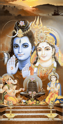 Livolla Lord shiv ji with full family poseter art 83 600 x 1200MM