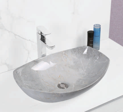 Evaan Glossy Marble table top art basin SF 9426B-3