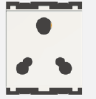 Norisys Cube Socket 25A and 6A 3 Pin Shuttered 2 Module C5732 01