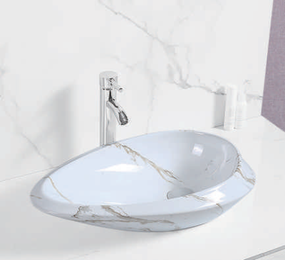 Evaan Glossy Marble  table top art basin SF 9433-2