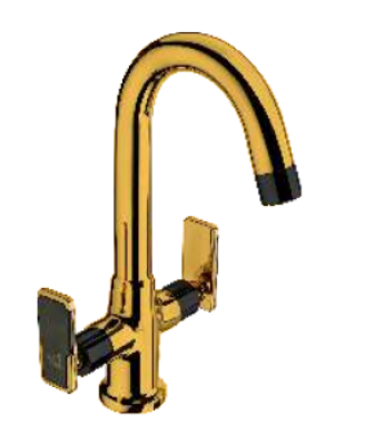 KCI KUDOZE GOLD center hole basin mixer with brass stud KDZFG-16