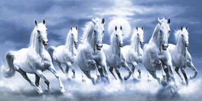 Livolla Sky blue horses runing poseter art 26 600 x 1200MM