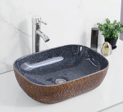 Evaan Inner blue outer brown TABLE TOP ART BASIN SF-9408-74