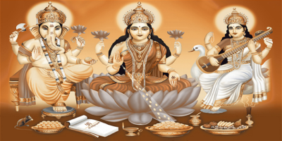 Livolla Lord ganesh ji, lakshmi ji, sarswati ji poseter art 60 600 x 1200MM