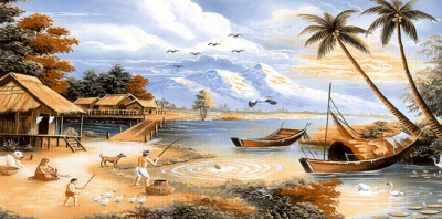 Livolla Indien villege art frame 02 600 X 1200MM