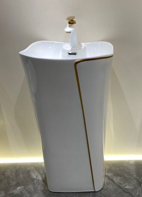 Mansico White Gold Line Padestal Basin ZXPB/18